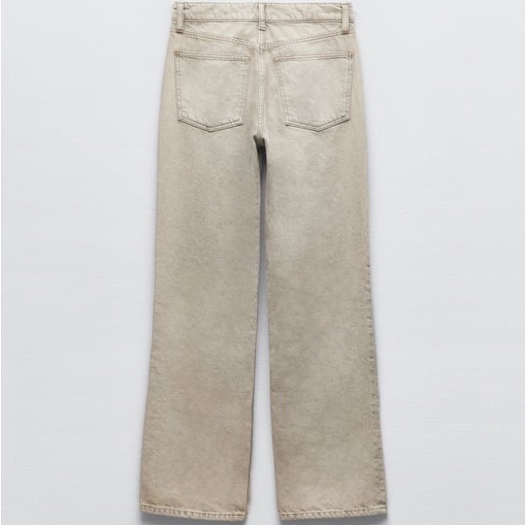 ZARA TRF WIDE-LEG MID-RISE FULL LENGTH JEANS - Light grey 6688/ - Picture 7 of 8